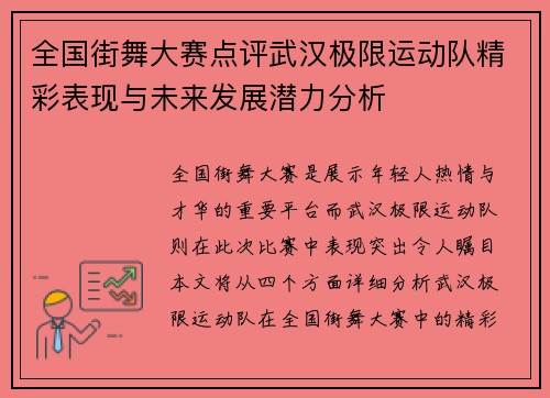 全国街舞大赛点评武汉极限运动队精彩表现与未来发展潜力分析